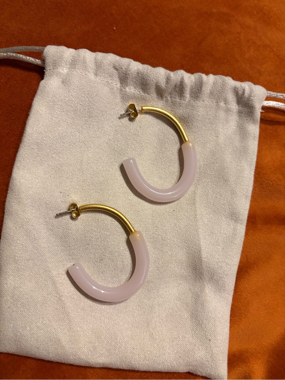 Madewell Gold-plated brass and Pale Pink Resin Half-Hoop Earrings